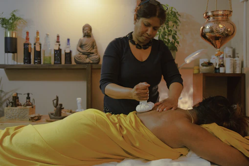 a person getting the hair done