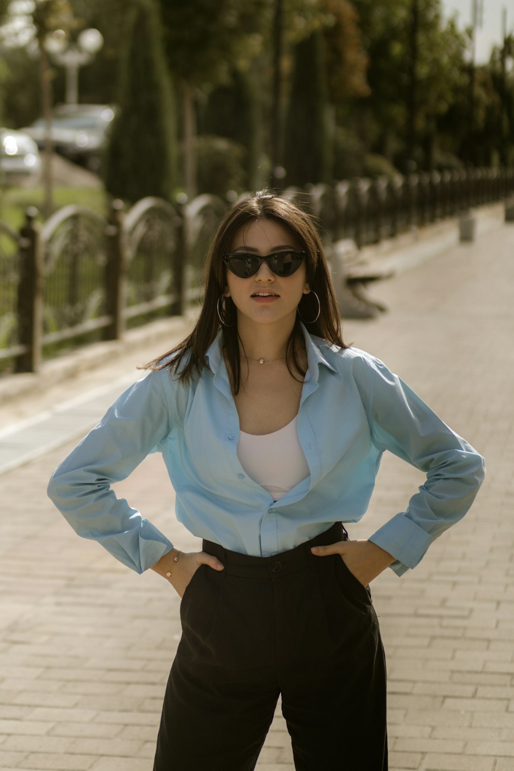 a woman wearing sunglasses