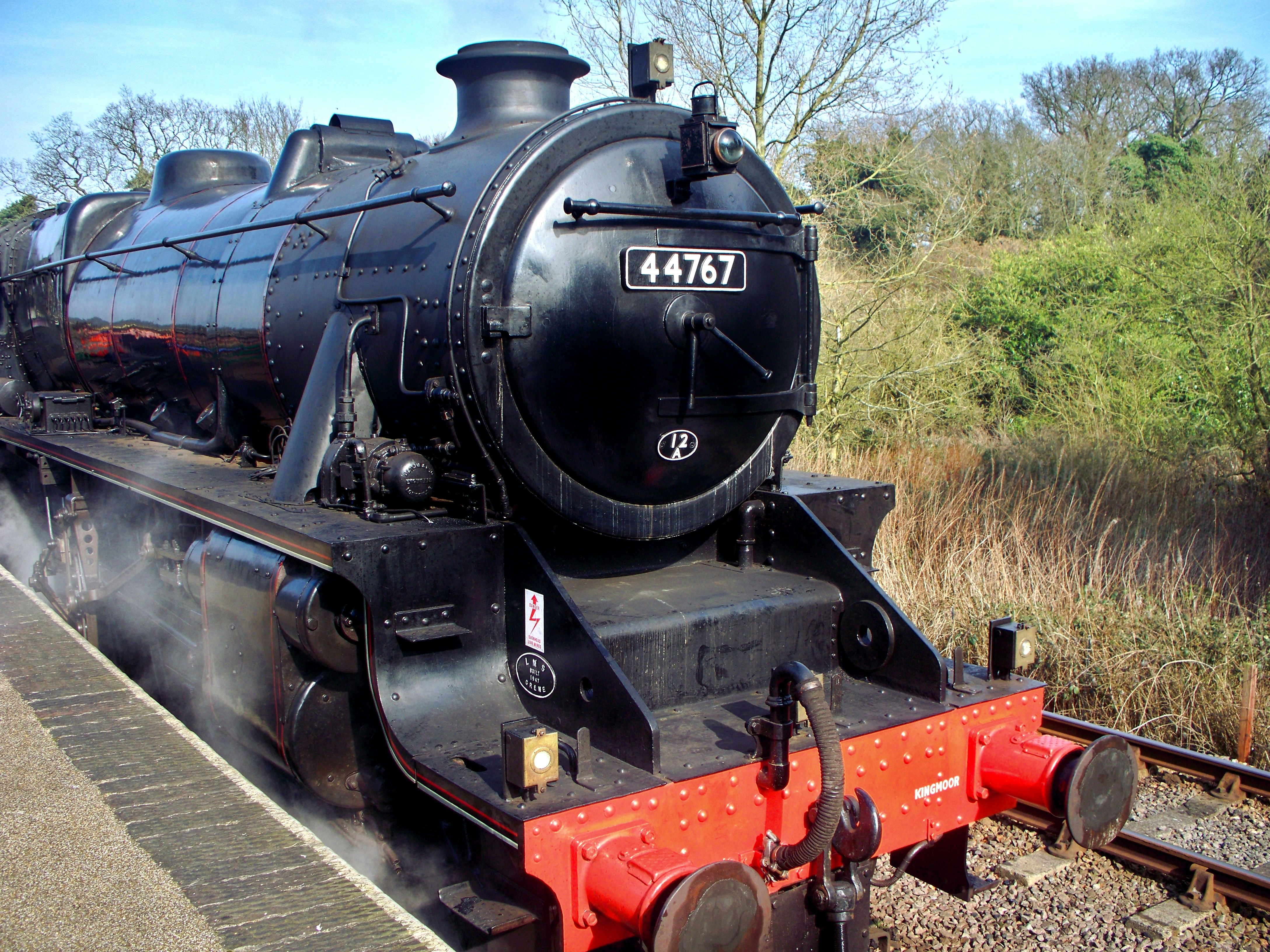 a black train on the tracks