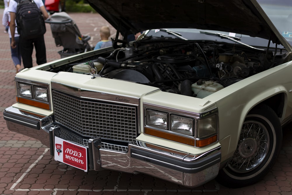 a car with its hood open