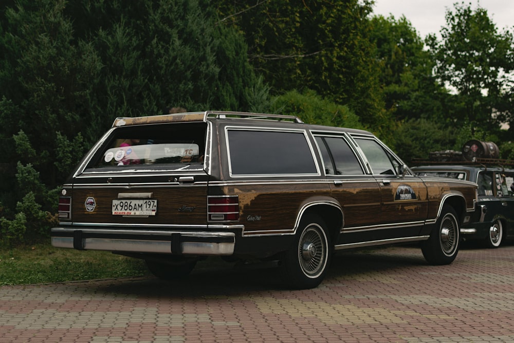 a car parked on a brick road