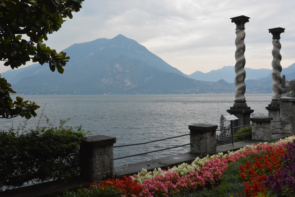 a body of water with Lake Atitlán in the background