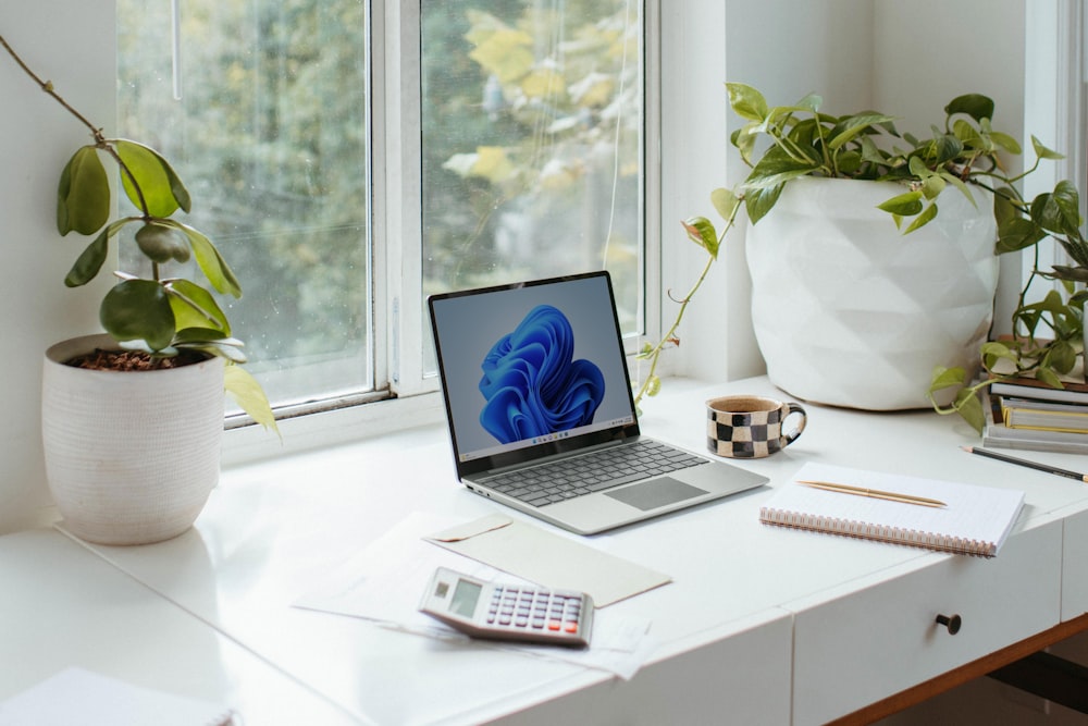 a laptop on a desk