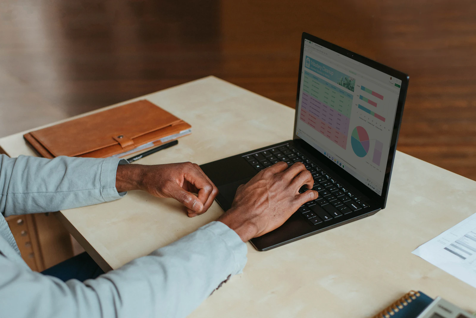 Small business owner working with technology