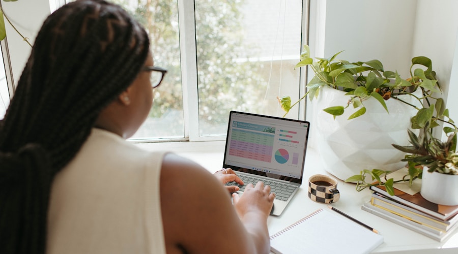 a woman using a laptop