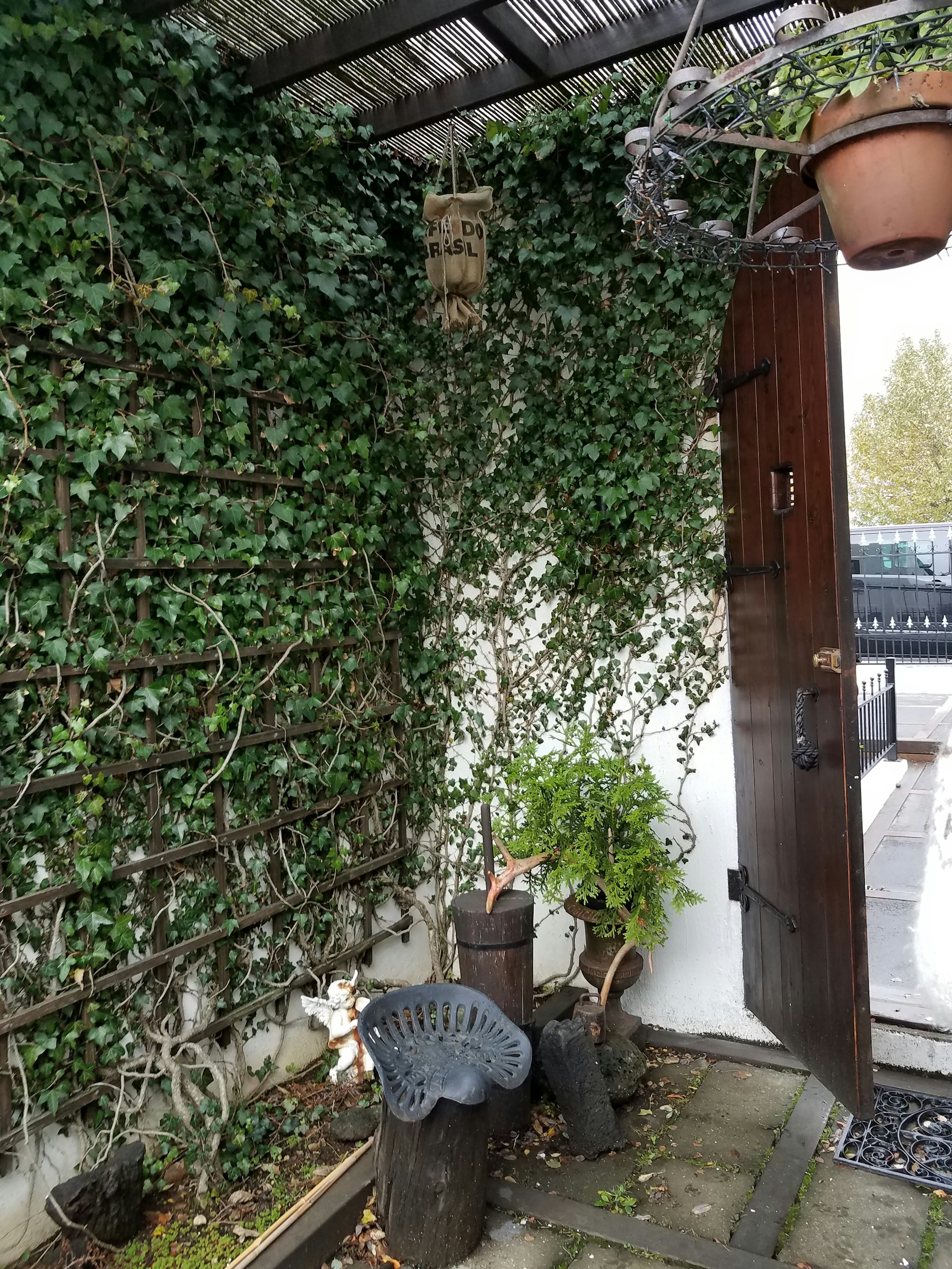 a house with a fence and plants