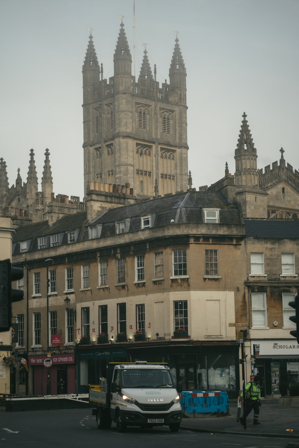 a large building with a tower