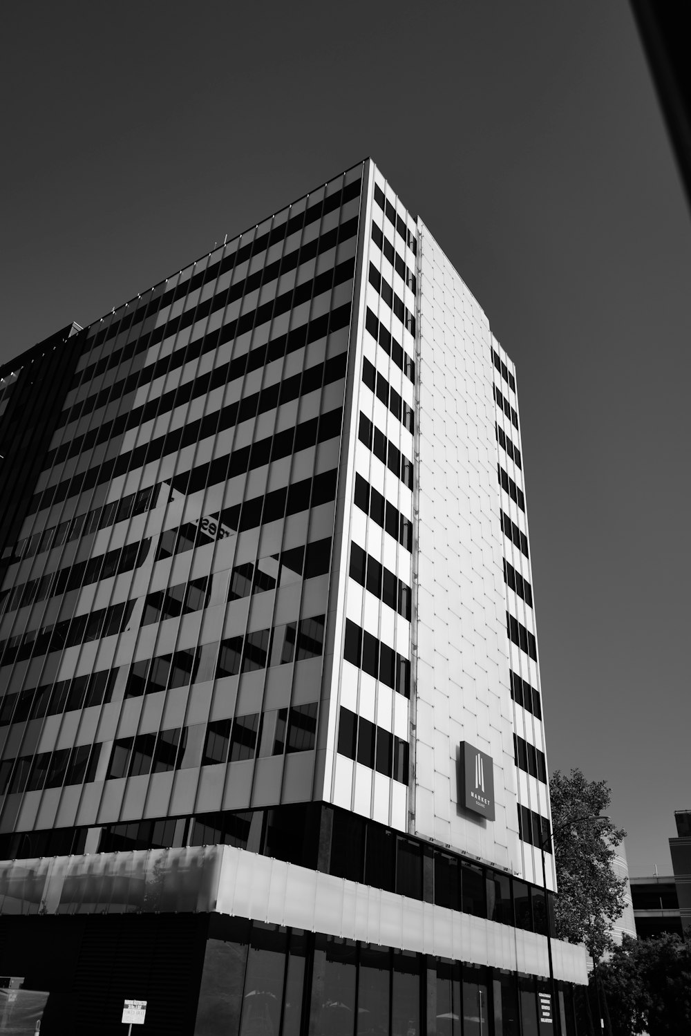 a building with a large glass window