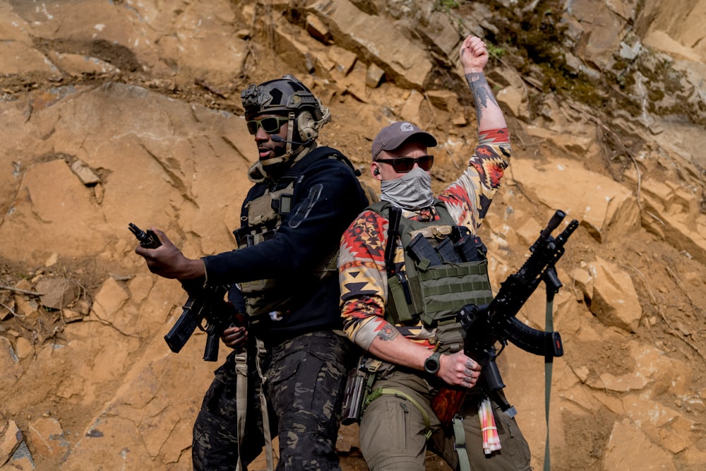 a couple of men with hiking gear