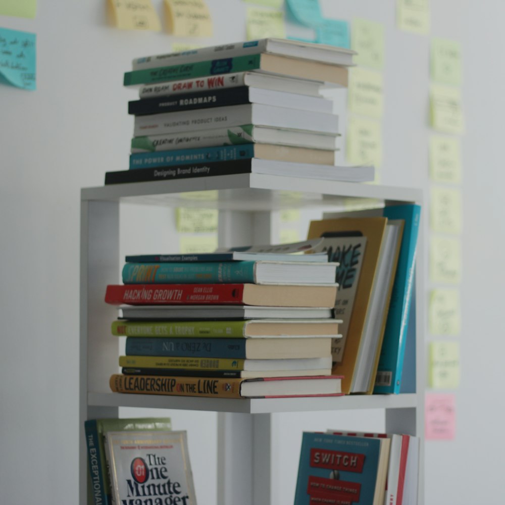 a shelf with books on it