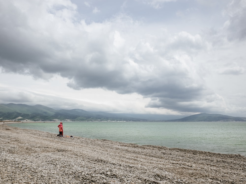 Eine Person, die am Strand steht