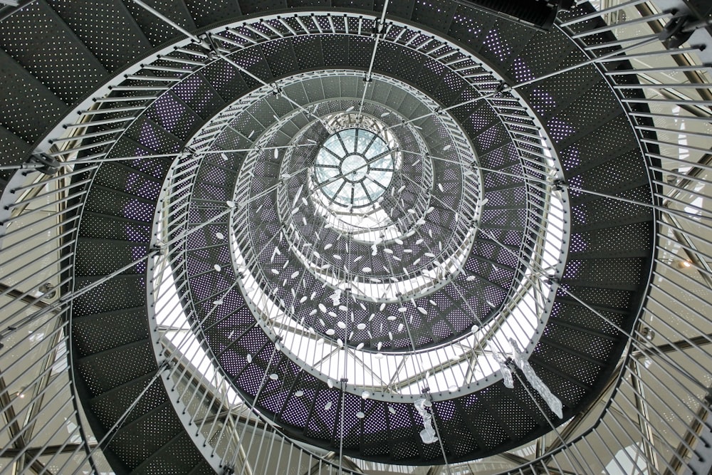 a spiral staircase with a circular design