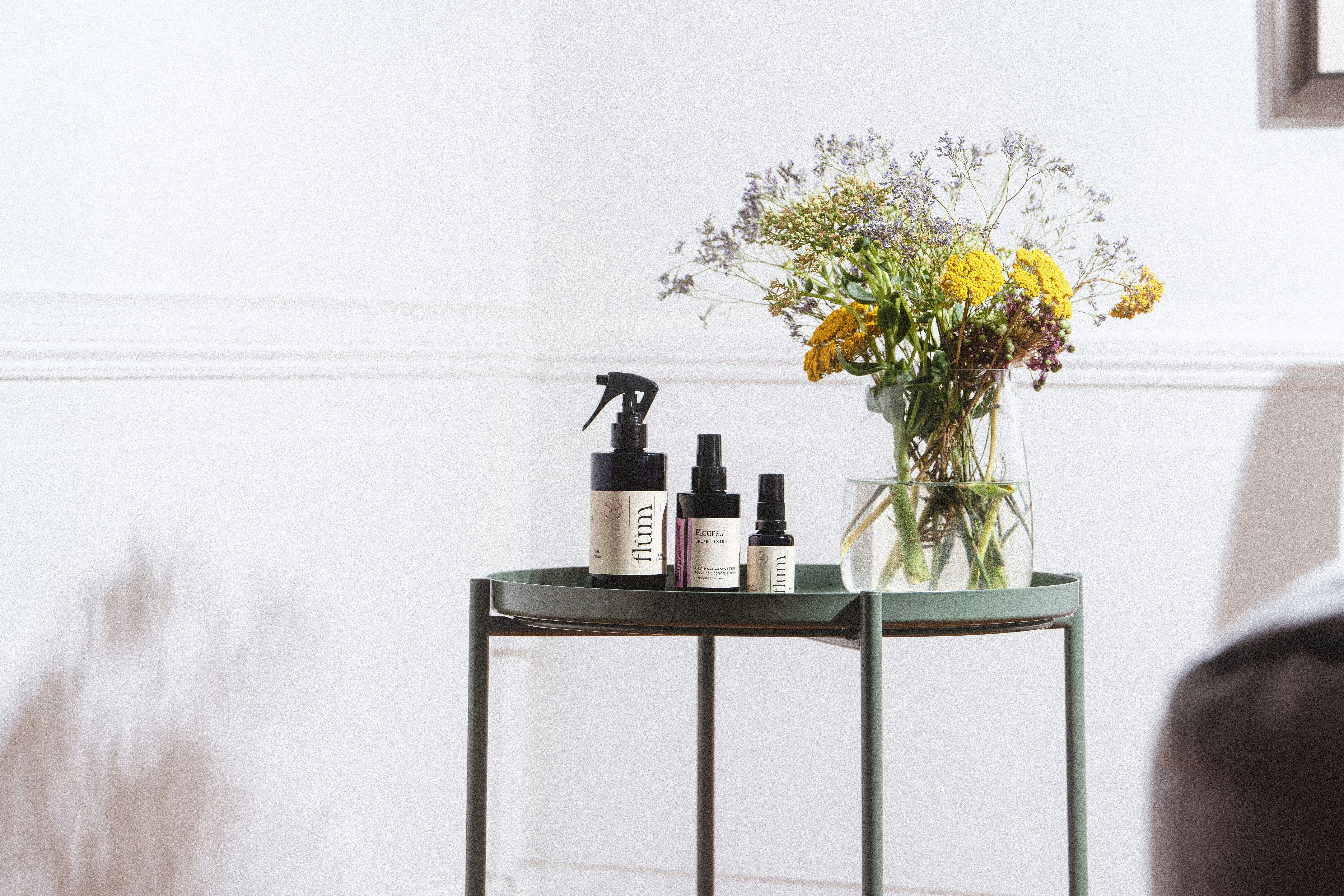 a vase of flowers on a table