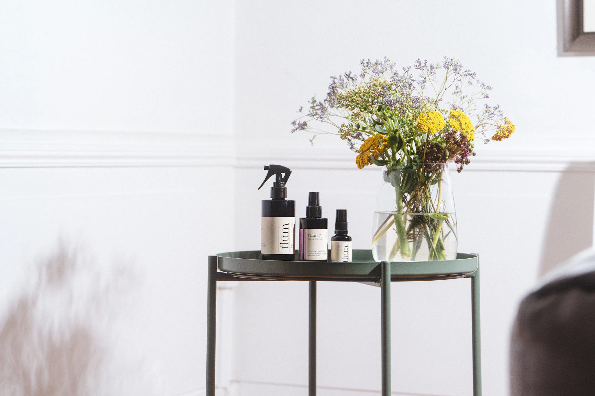 a vase of flowers on a table