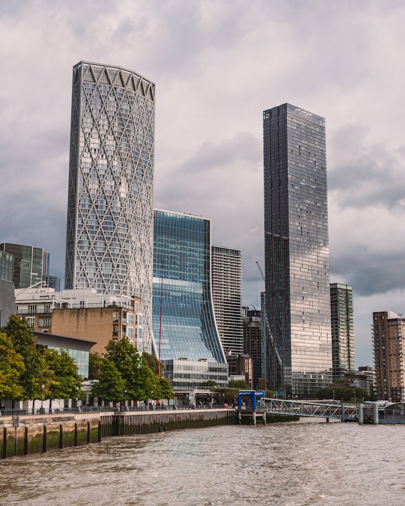 Canary Wharf and the River Thames, London financial district