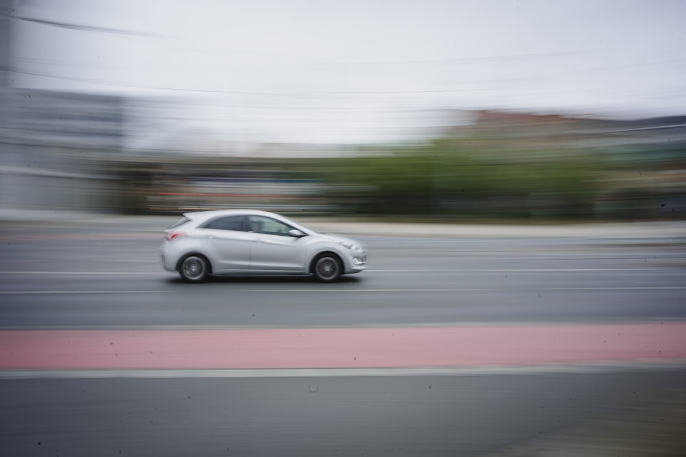 a car driving on a road