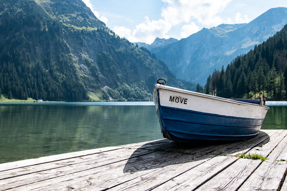 a boat sits on a dock