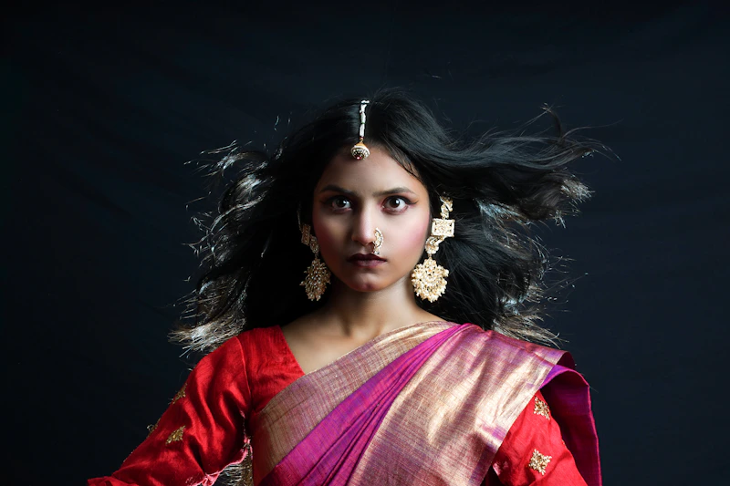 Stunning Indian woman in a red dress
