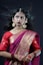 a woman in a red dress