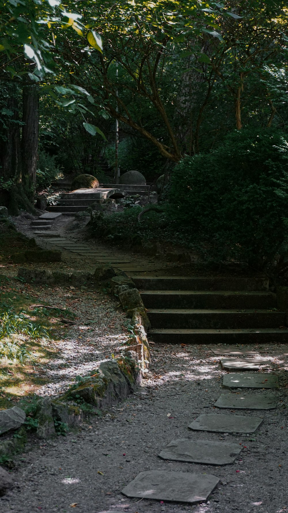 Una escalera de piedra en un bosque