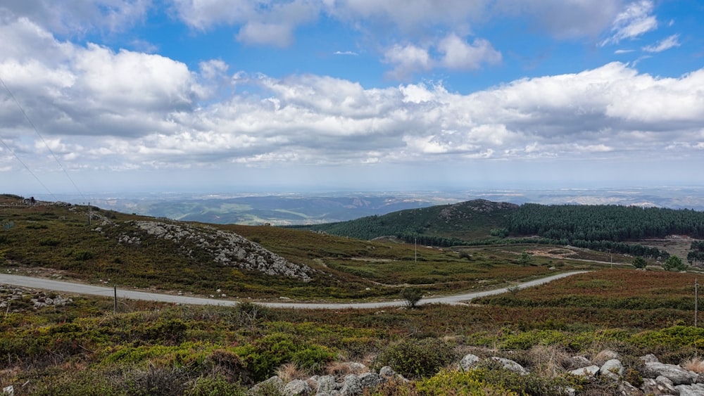 a landscape with hills and trees