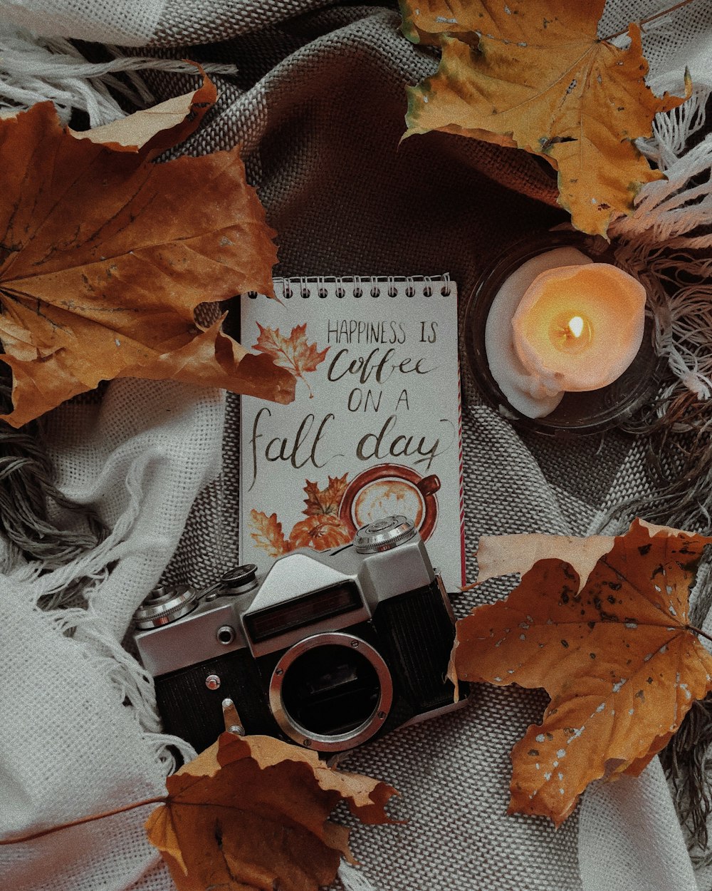 a book and a camera on a table