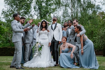 a group of people posing for a photo