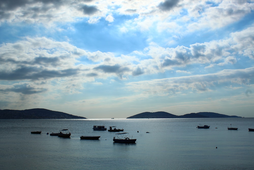 a group of boats in a body of water