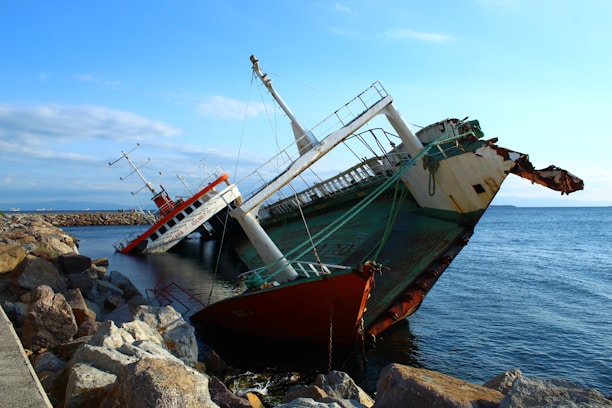 a boat on the shore