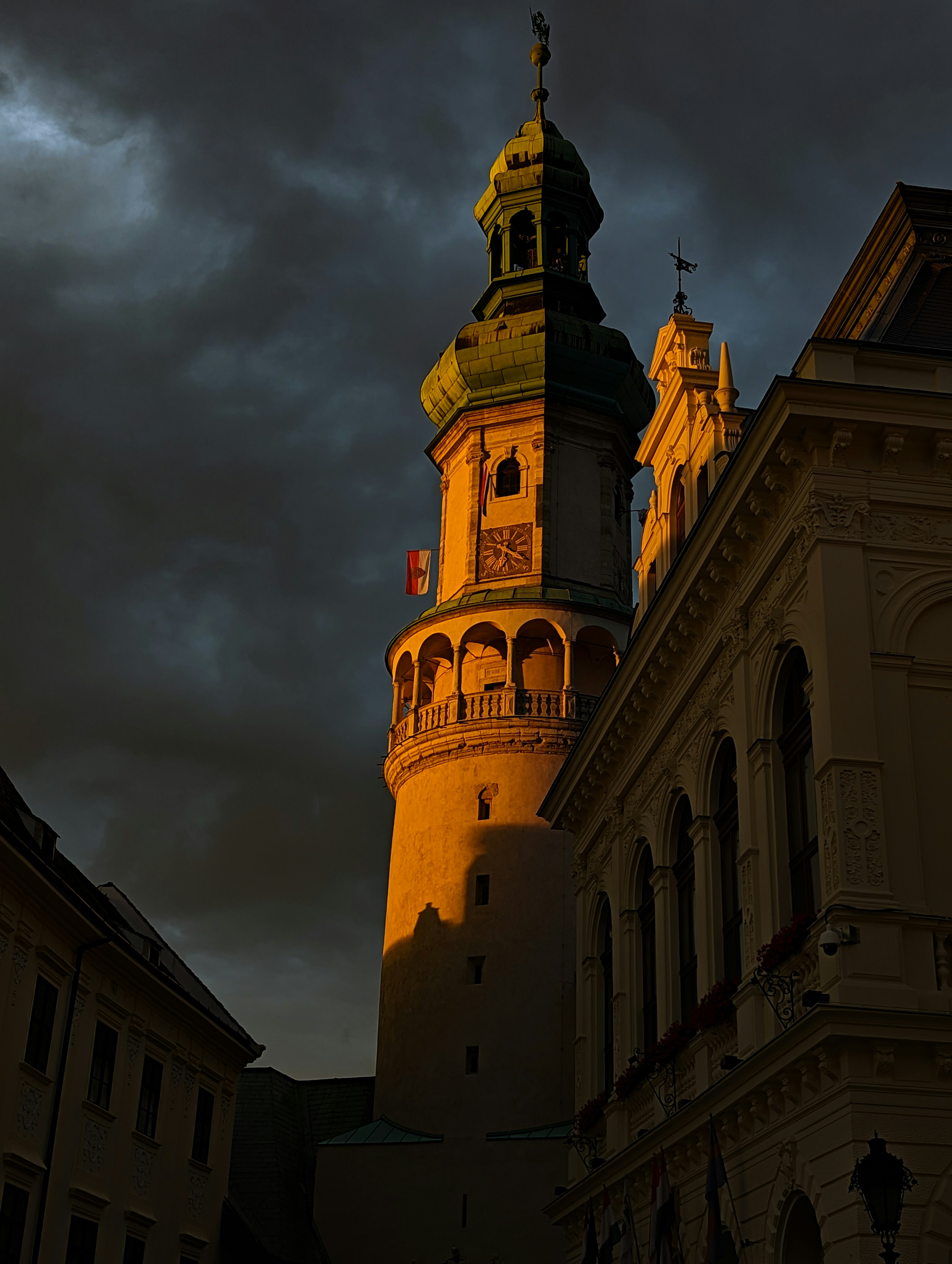 a large building with a tower