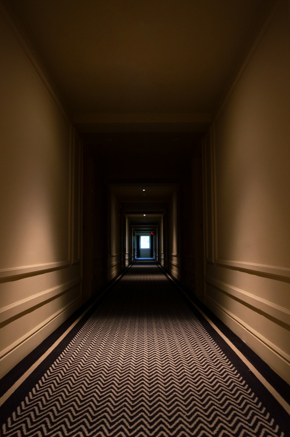 a hallway with a door