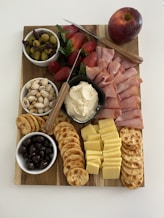 a table with food and fruits