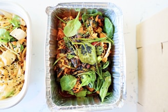 a plastic container with food in it