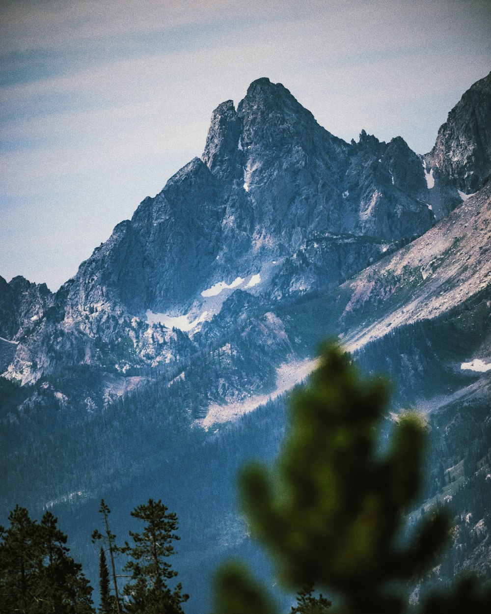 a mountain with snow