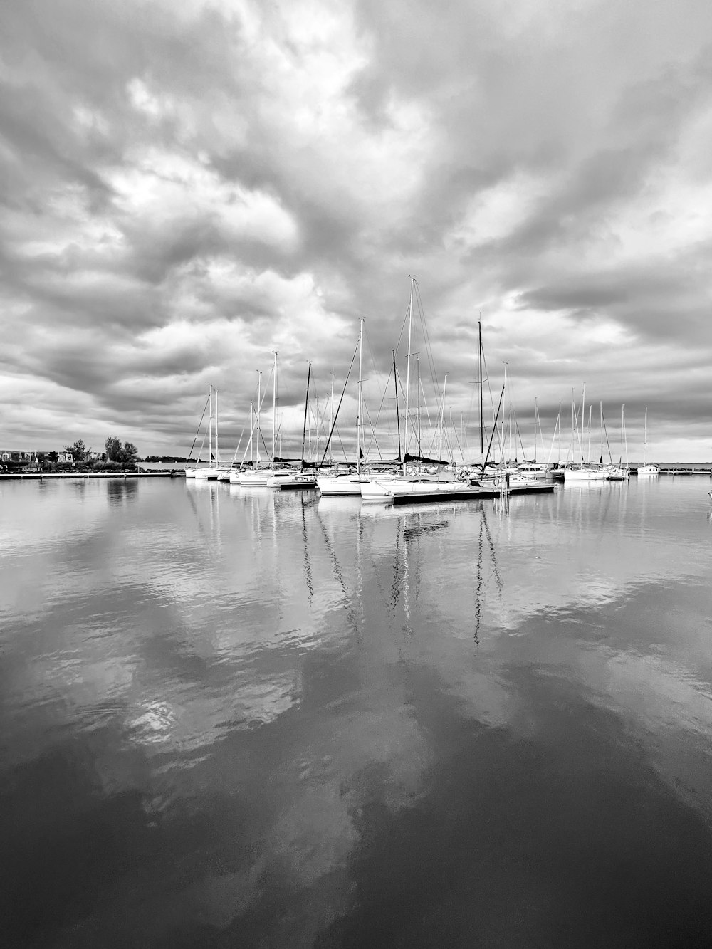 a group of boats in a body of water