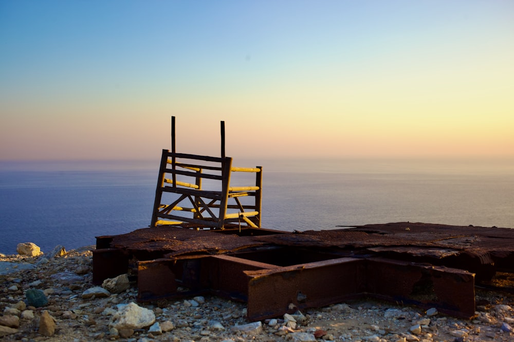 a bench on a beach