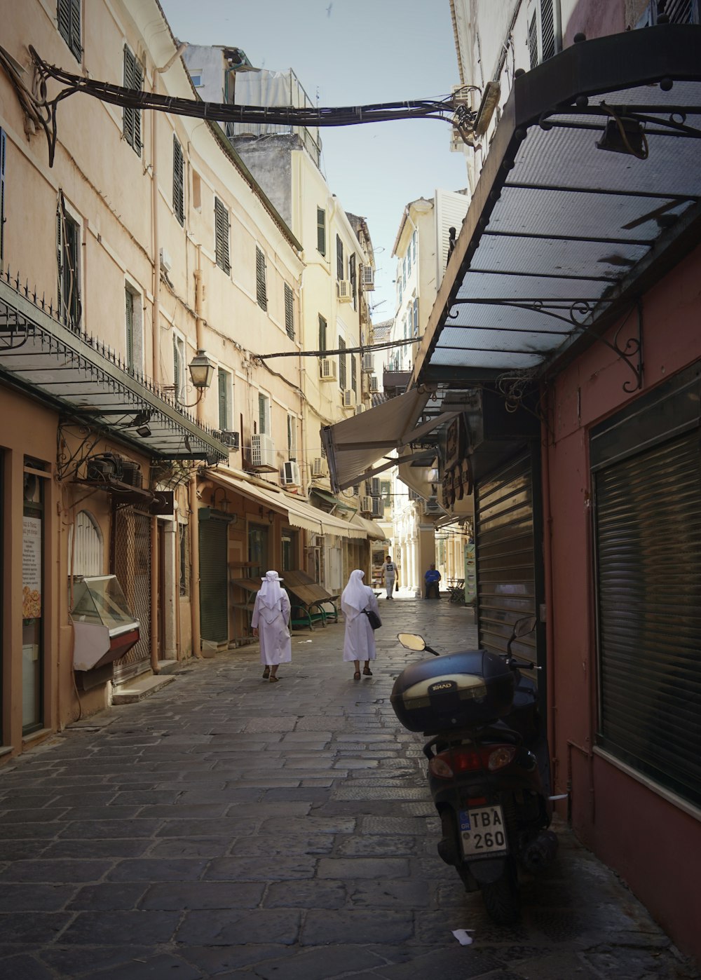 a person walking down a street