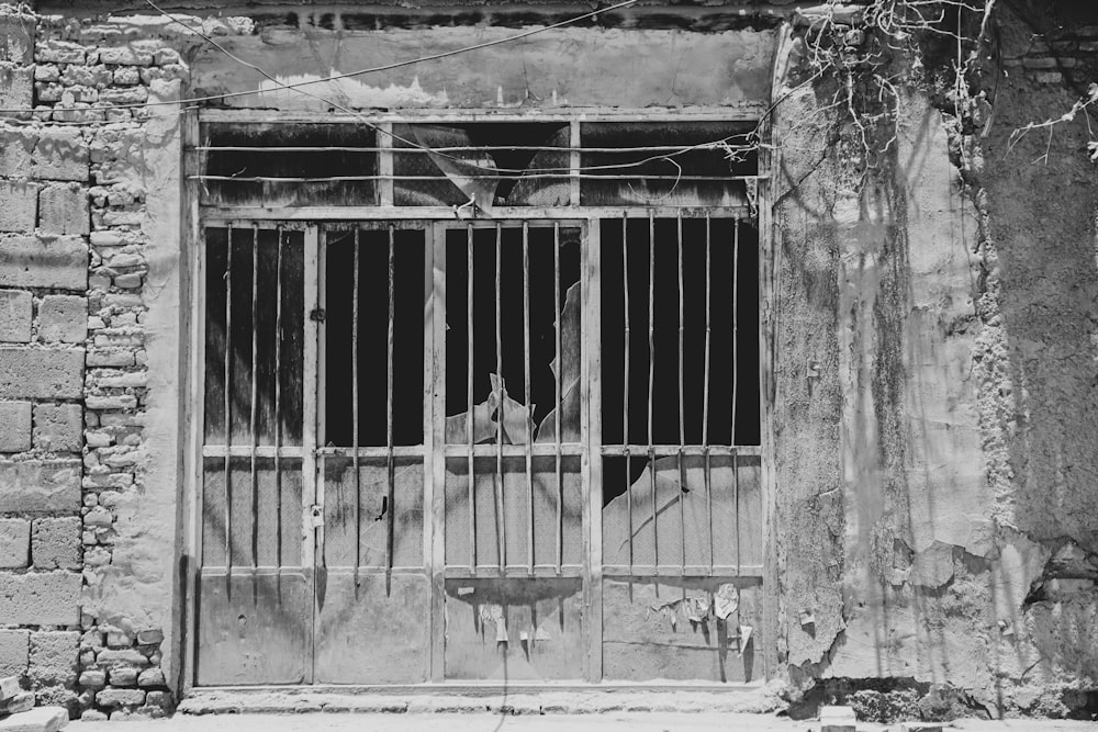 a gate in a stone building