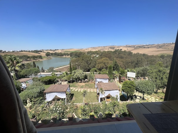 A panoramic view of a serene hospital garden where patients relax and recover