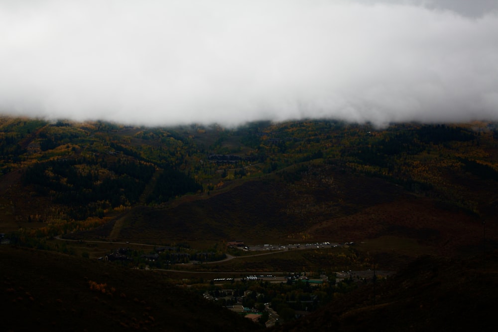 a valley with a town in it