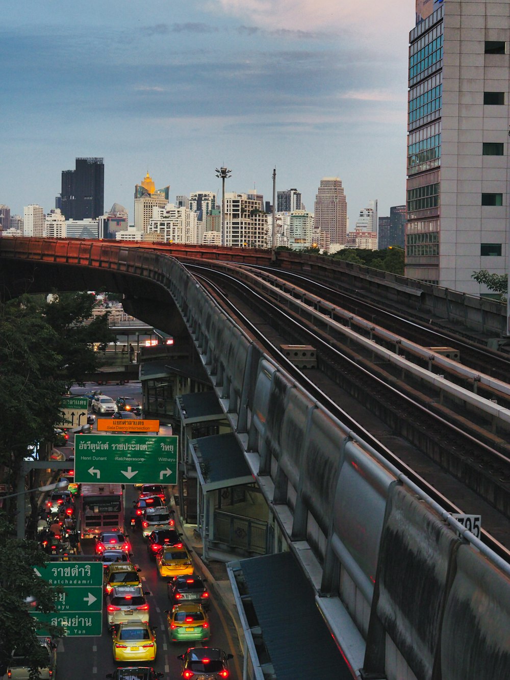 a train going over a bridge