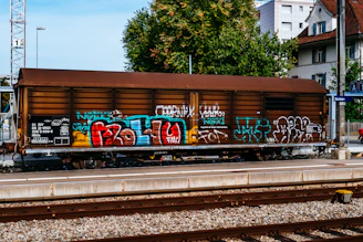 a train with graffiti on it