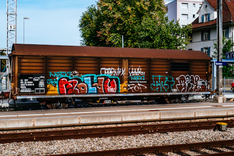 a train with graffiti on it