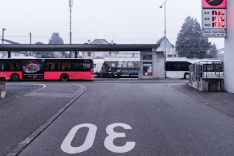 A bus and train for travel.