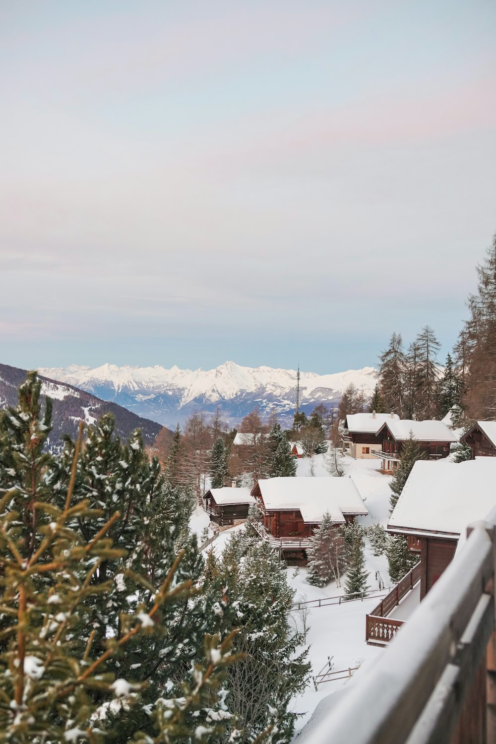 a town with snow on the ground