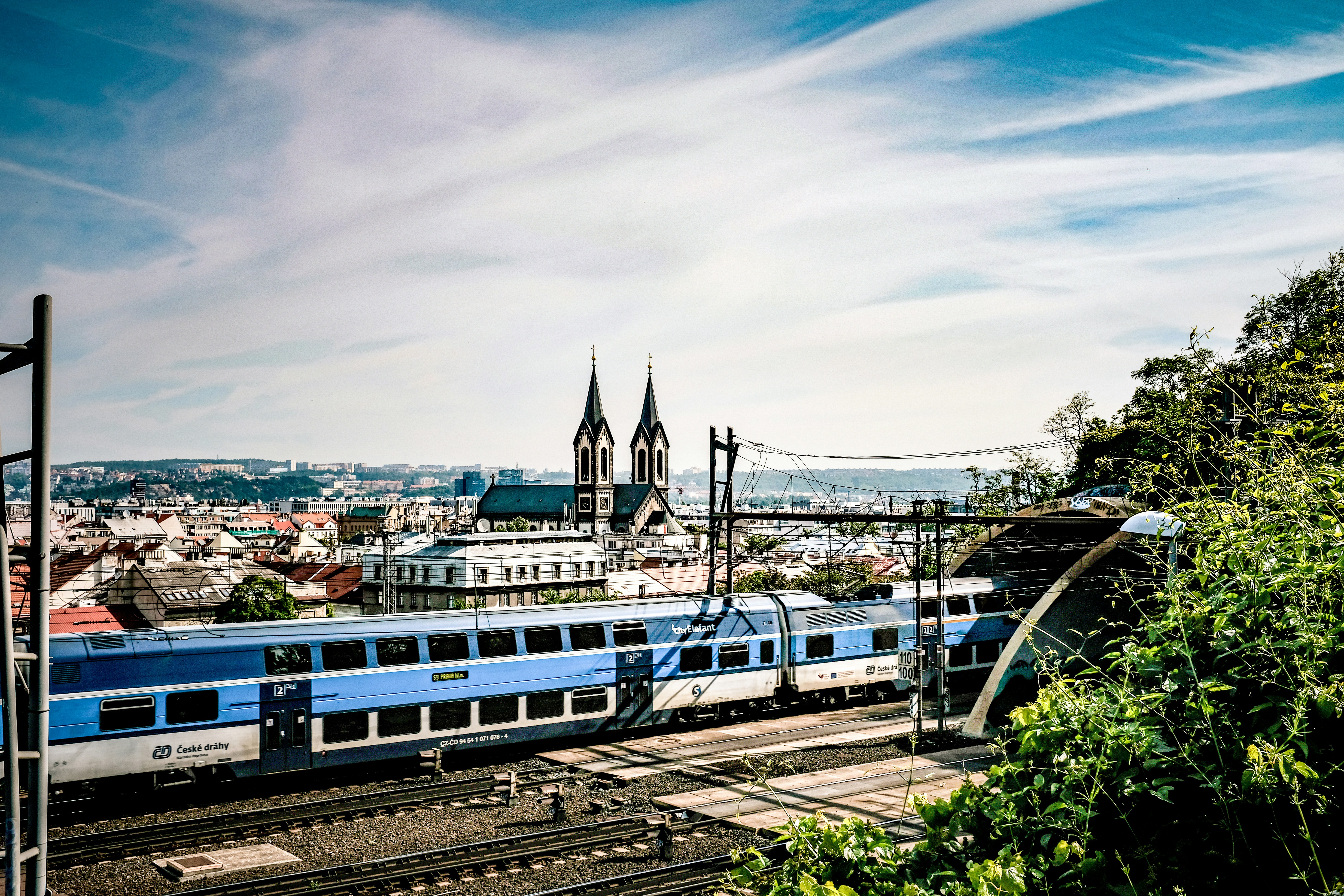 a train on the railway tracks