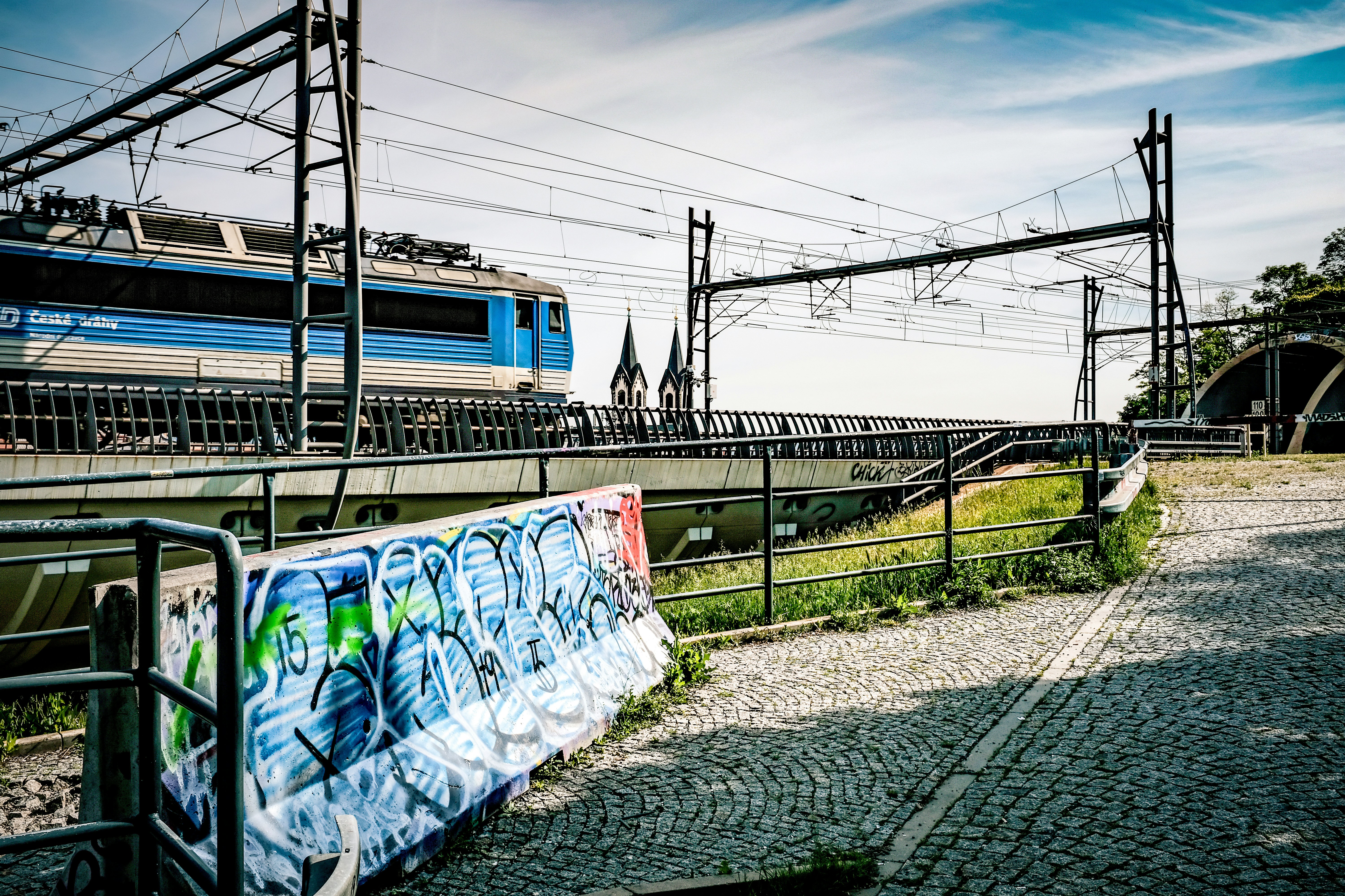 a train on the railway tracks