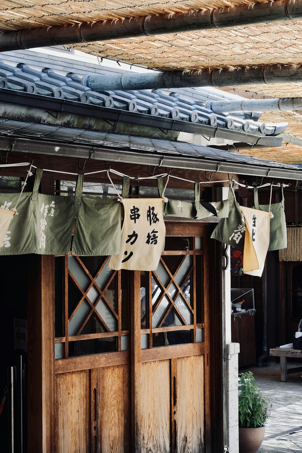 a building with clothes outside