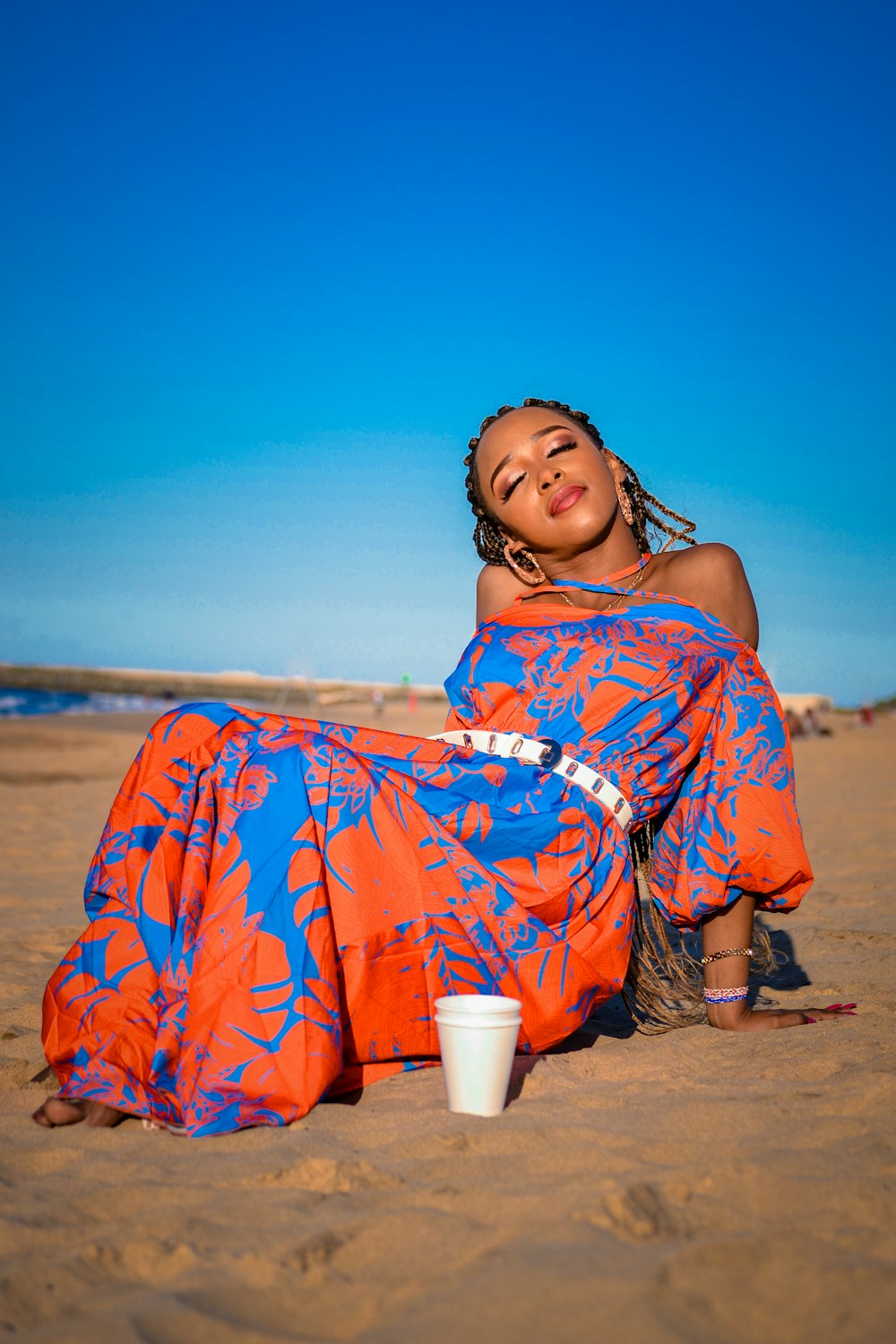 a person sitting on a beach