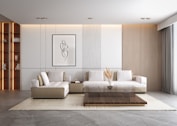 a room with a couch and a table